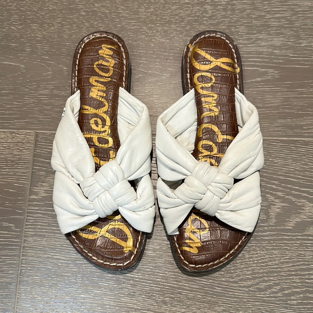 Sam Edelman Garson Flat Leather White Sandal